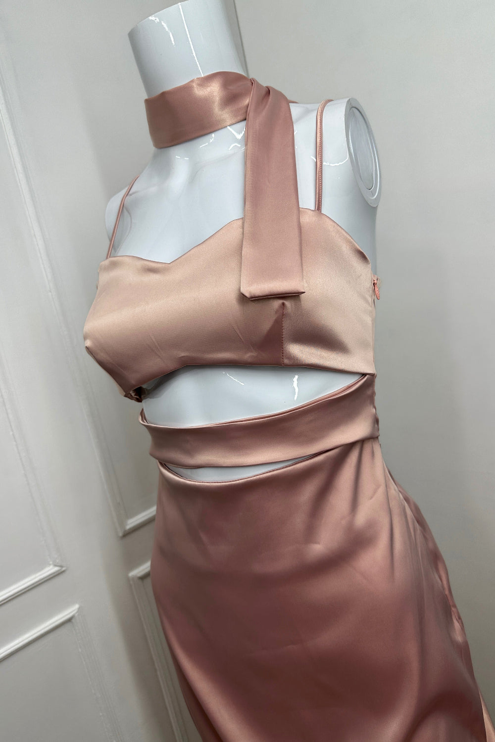 Natalia Satin Dress - Pink