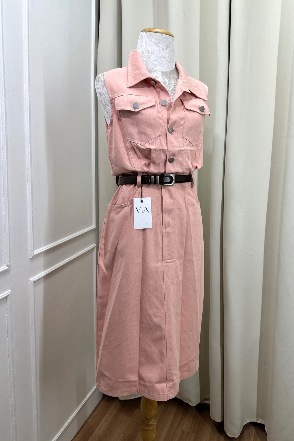 Gwen Midi Shirt Dress - Pink